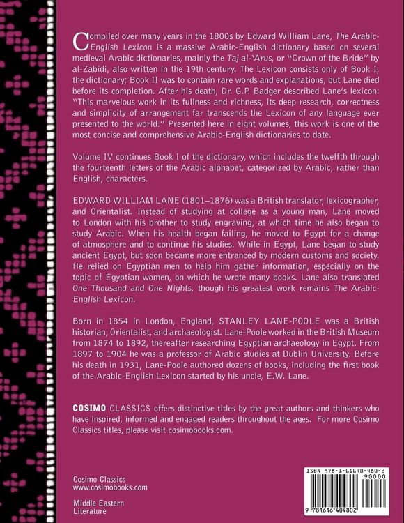 Produktbild: An Arabic-English Lexicon (in Eight Volumes), Vol. IV