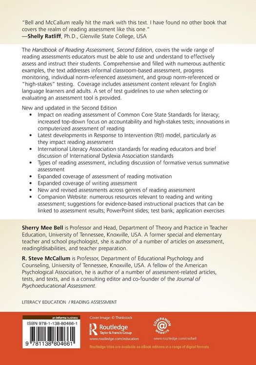 Produktbild: Handbook of Reading Assessment