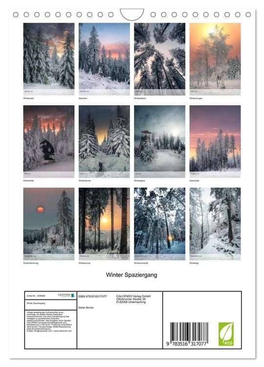 Produktbild: Winter Spaziergang (Wandkalender 2026 DIN A4 hoch), CALVENDO Monatskalender