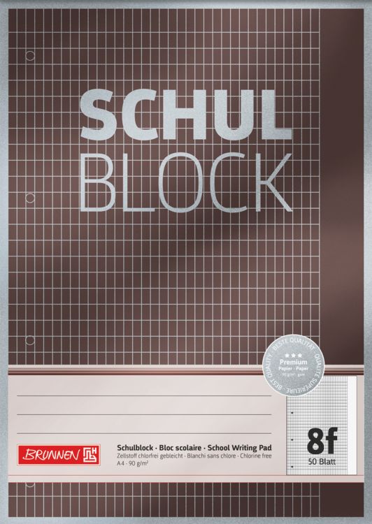 Produktbild: Brunnen Schulblock A4 Lin8f 50Bl Premium