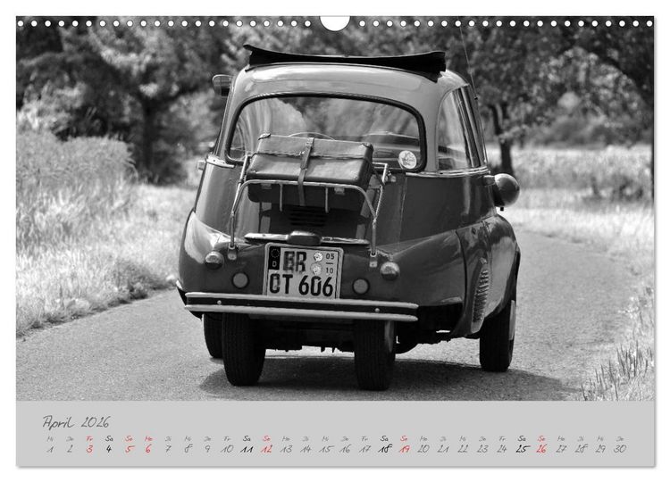 Produktbild: BMW Isetta 300 in schwarzwei&szlig; (Wandkalender 2026 DIN A3 quer), CALVENDO Monatskalender