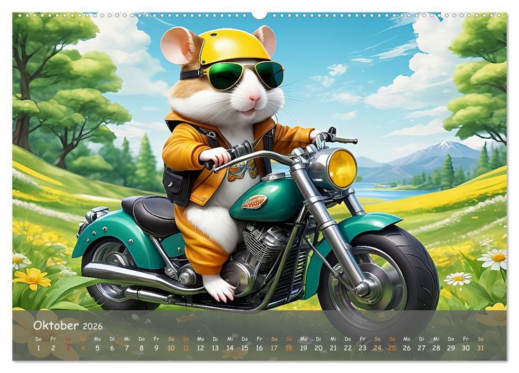 Produktbild: Tierische Motorradfahrer (Wandkalender 2026 DIN A2 quer), CALVENDO Monatskalender