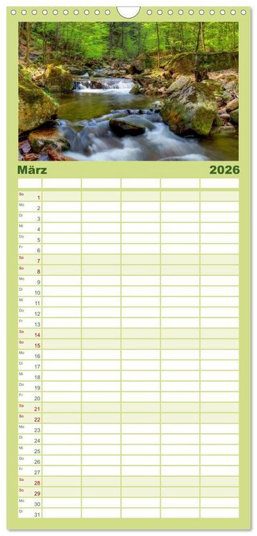 Produktbild: Familienplaner 2026 - Harz Landschaften mit 5 Spalten (Wandkalender, 21 x 45 cm) CALVENDO