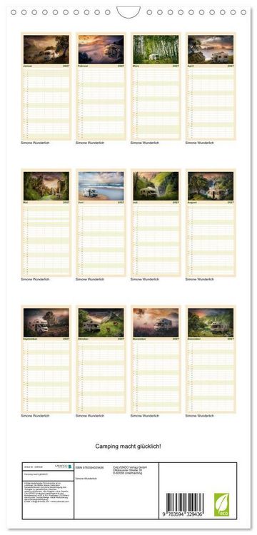Produktbild: Familienplaner 2027 - Camping macht gl&uuml;cklich! mit 5 Spalten (Wandkalender, 21 x 45 cm) CALVENDO