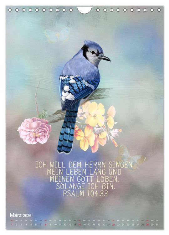 Produktbild: Bibelworte f&uuml;r Vogelfreunde (Wandkalender 2026 DIN A4 hoch), CALVENDO Monatskalender
