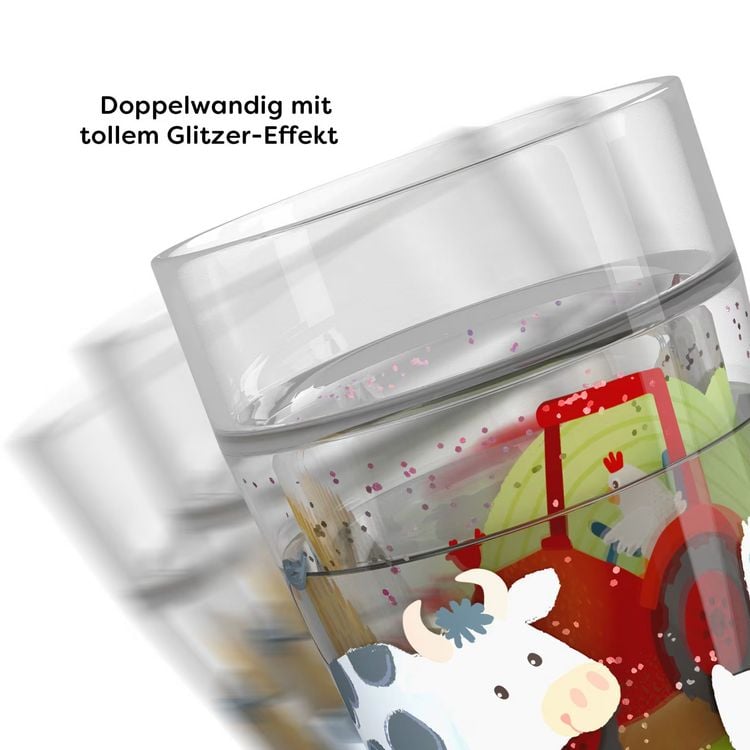 Produktbild: HABA 2012447002 - Glitzerbecher Bauernhof, Motiv 1, 150ml, H&ouml;he: 11cm, Kunststoff (Bisphenol A-frei)