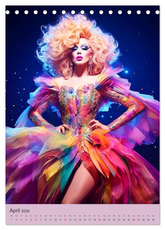 Produktbild: Dragqueens. Drag- und Travestie Kunst. Illustrationen (Tischkalender 2026 DIN A5 hoch), CALVENDO Monatskalender