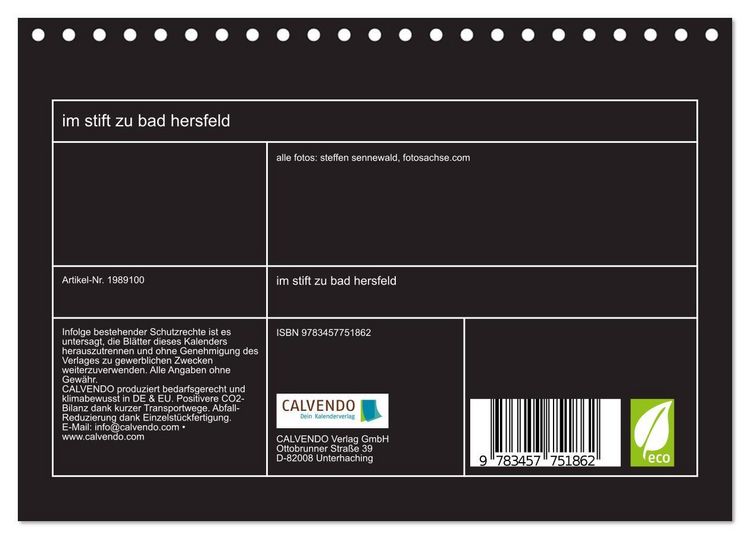 Produktbild: im stift zu bad hersfeld (Tischkalender 2026 DIN A5 quer), CALVENDO Monatskalender