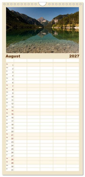 Produktbild: Familienplaner 2027 - Berge und Seen rund um die Zugspitze mit 5 Spalten (Wandkalender, 21 x 45 cm) CALVENDO
