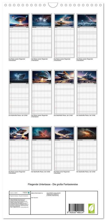 Produktbild: Familienplaner 2026 - Fliegende Untertasse - Die gro&szlig;e Fantasiereise mit 5 Spalten (Wandkalender, 21 x 45 cm) CALVENDO