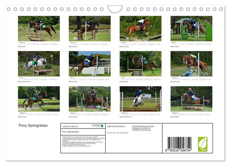 Produktbild: Pony Springreiten (Wandkalender 2026 DIN A4 quer), CALVENDO Monatskalender