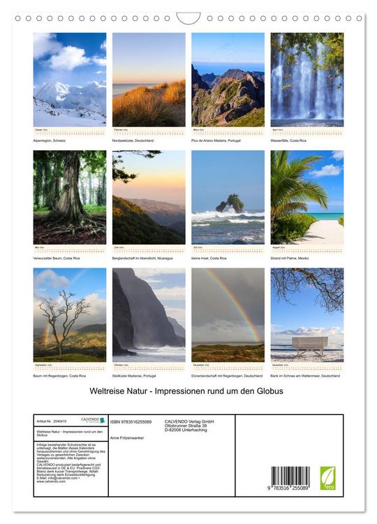 Produktbild: Weltreise Natur - Impressionen rund um den Globus (Wandkalender 2026 DIN A3 hoch), CALVENDO Monatskalender