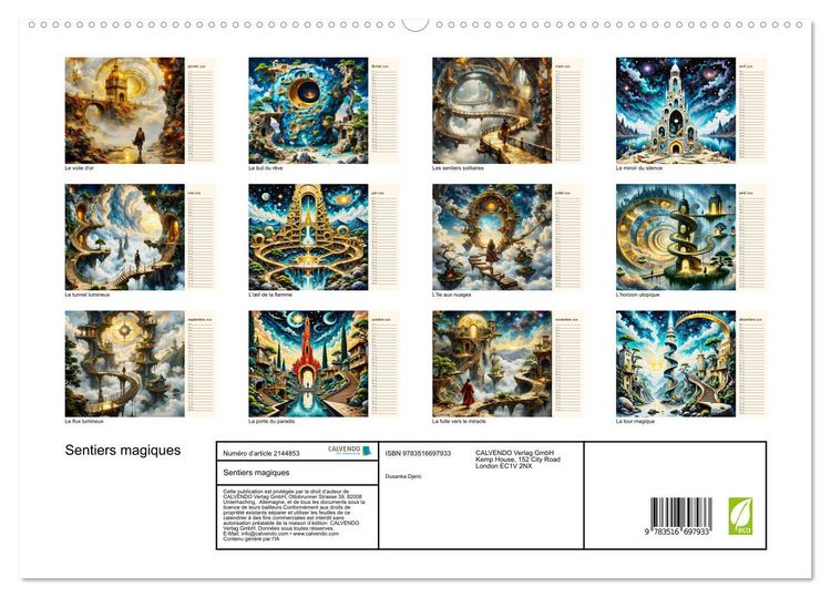 Produktbild: Sentiers magiques (Calendrier mural 2026 DIN A2 vertical) calendrier de bureau