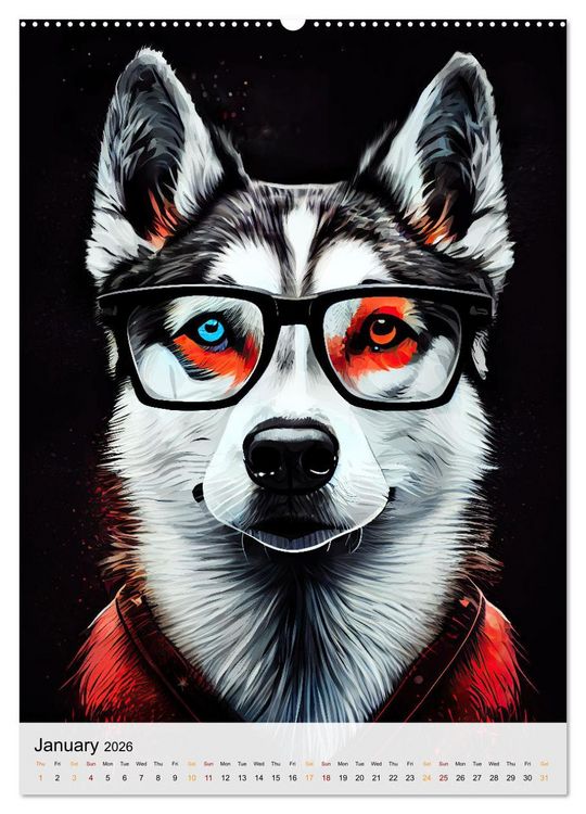 Produktbild: Hipster Dogs (High Quality Premium Wall Calendar 2026 DIN A2 portrait),CALVENDO 12 Month Wall Calendar