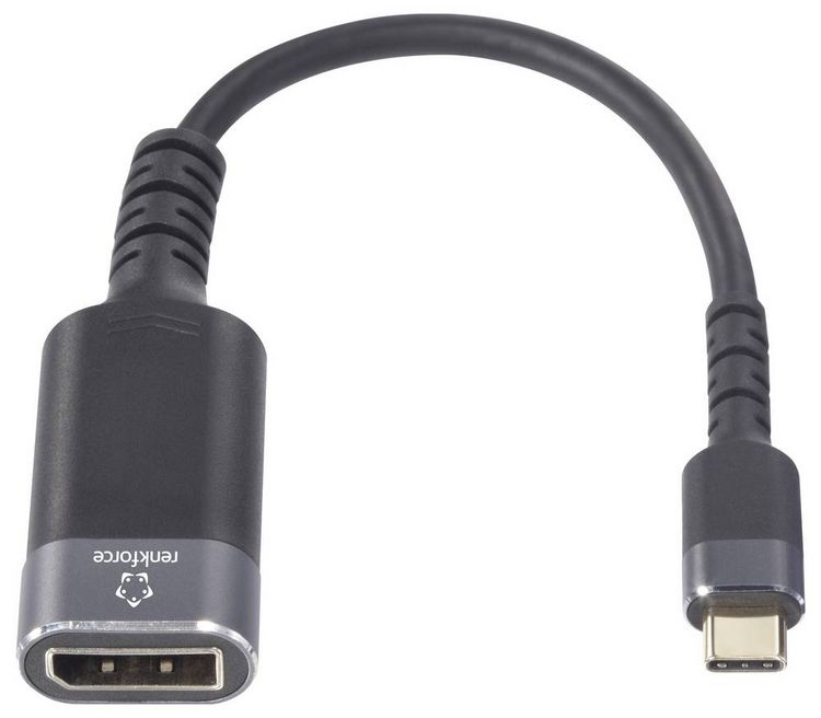 Produktbild: Renkforce RF-6798310 USB-C&reg; / DisplayPort Adapterkabel [1x USB-C&reg; Stecker - 1x DisplayPort Buchse] Schwarz-Grau 4K UHD 0.20 m