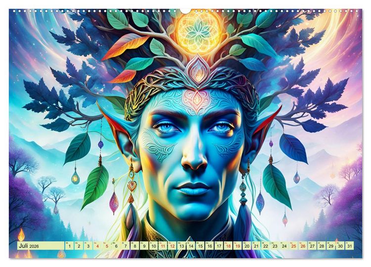 Produktbild: Elfen Zauberhafte Fantasiewesen (hochwertiger Premium Wandkalender 2026 DIN A2 quer), Kunstdruck in Hochglanz
