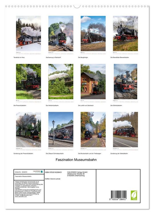Produktbild: Faszination Museumsbahn (hochwertiger Premium Wandkalender 2026 DIN A2 hoch), Kunstdruck in Hochglanz
