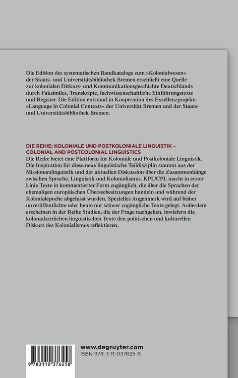 Produktbild: Der Bremer Bandkatalog &bdquo;Kolonialwesen&ldquo;