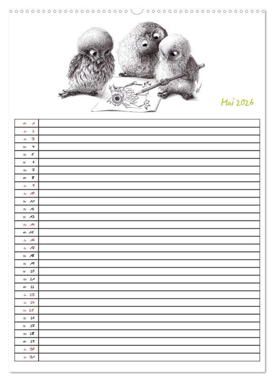 Produktbild: Tieronisch Eulen (Wandkalender 2026 DIN A2 hoch), CALVENDO Monatskalender