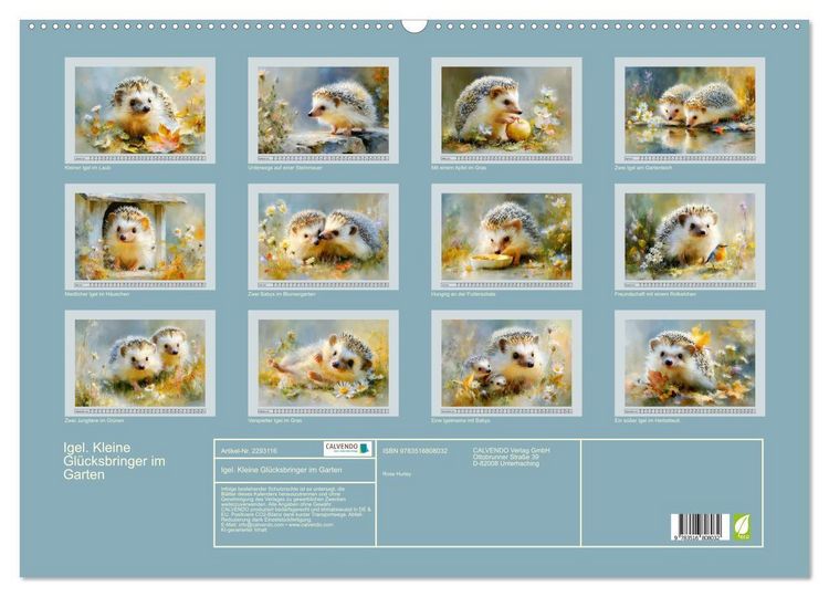 Produktbild: Igel. Kleine Gl&uuml;cksbringer im Garten (Wandkalender 2027 DIN A2 quer), CALVENDO Monatskalender