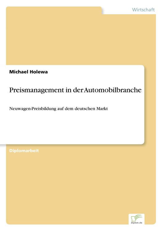 Produktbild: Preismanagement in der Automobilbranche