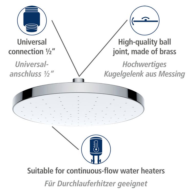 Produktbild: Regenduschkopf Automatic Cleaning &Oslash; 22,5 cm, Anti-Kalk Universal-Kopfbrause