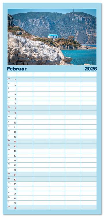 Produktbild: Familienplaner 2026 - Insel Kos in Griechenland mit 5 Spalten (Wandkalender, 21 x 45 cm) CALVENDO