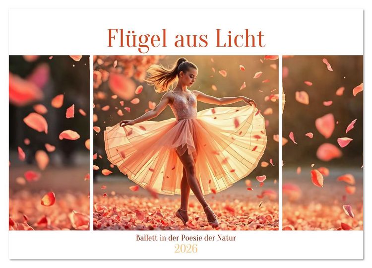 Produktbild: Fl&uuml;gel aus Licht - Ballett in der Poesie der Natur (Wandkalender 2026 DIN A3 quer), CALVENDO Monatskalender