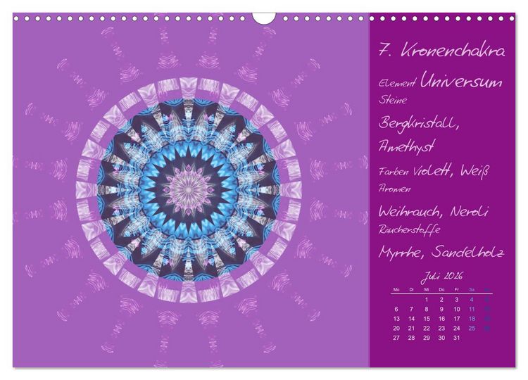Produktbild: Kleine Chakrenlehre (Wandkalender 2026 DIN A3 quer), CALVENDO Monatskalender