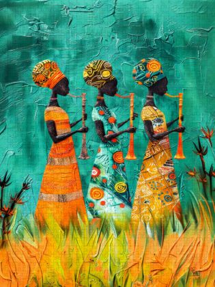 Produktbild: CALVENDO Puzzle Farbenfrohe afrikanische Damen spielen Musik | 2000 Teile Lege-Gr&ouml;&szlig;e 90x67cm Foto-Puzzle f&uuml;r gl&uuml;ckliche Stunden