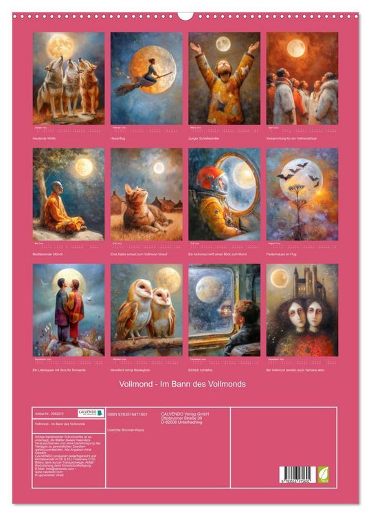 Produktbild: Vollmond - Im Bann des Vollmonds (Wandkalender 2026 DIN A2 hoch), CALVENDO Monatskalender