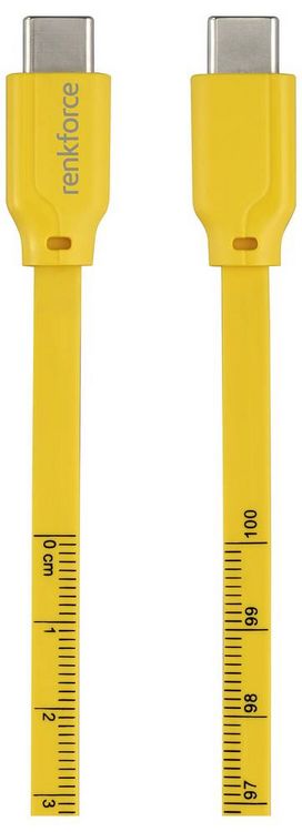 Produktbild: Renkforce USB-Kabel USB 2.0 USB-C&reg; Stecker, USB-C&reg; Stecker 1.00 m Gelb Ma&szlig;-Aufdruck (metrisch) RF-6721074