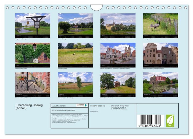 Produktbild: Elberadweg Coswig (Anhalt) (Wandkalender 2026 DIN A4 quer), CALVENDO Monatskalender