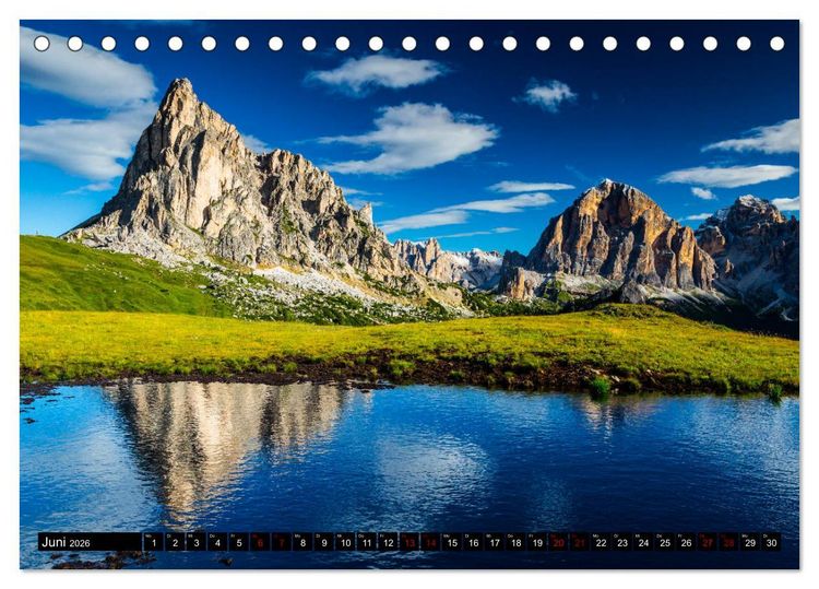 Produktbild: Bergseen in den Dolomiten (Tischkalender 2026 DIN A5 quer), CALVENDO Monatskalender