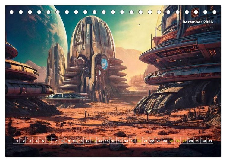 Produktbild: Pionierbauten auf fremden Planeten (Tischkalender 2026 DIN A5 quer), CALVENDO Monatskalender