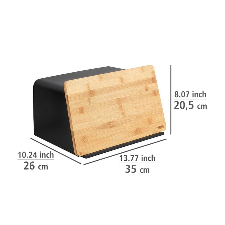 Brotkasten mit Bambusbrett Mod. Kubo, Schwarz, mit integriertem  Bambusschneidebrett kaufen