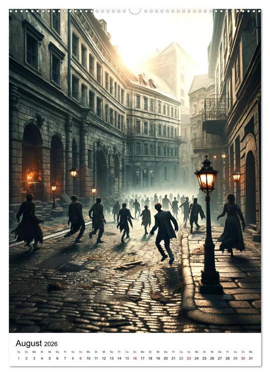 Produktbild: Zombies Zeitgeist - KI generierte Momente der Untoten (Wandkalender 2026 DIN A2 hoch), CALVENDO Monatskalender