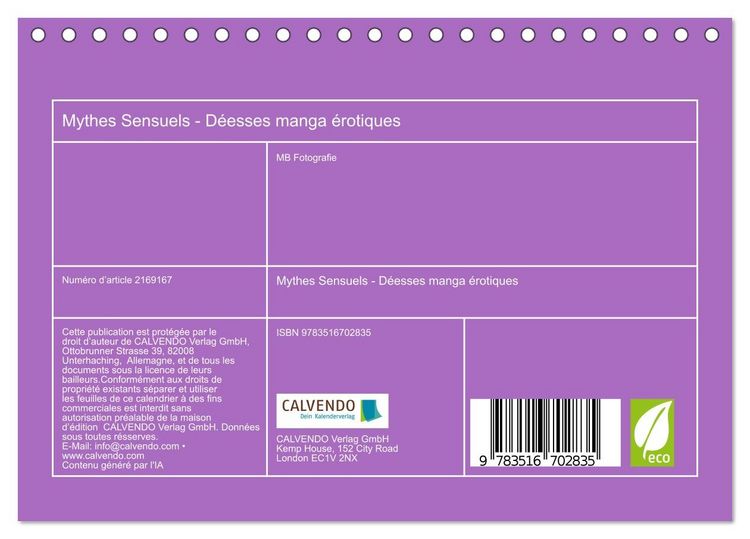 Produktbild: Mythes Sensuels - D&eacute;esses manga &eacute;rotiques (Calendrier de bureau 2026 DIN A5 vertical), CALVENDO calendrier mensuel