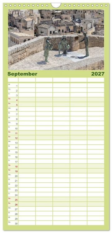 Produktbild: Familienplaner 2027 - Matera - Die Stadt der Sassi mit 5 Spalten (Wandkalender, 21 x 45 cm) CALVENDO