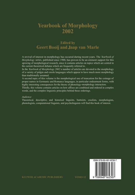 Produktbild: Yearbook of Morphology 2002
