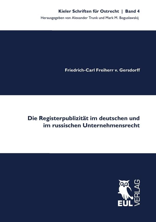 Produktbild: Die Registerpublizit&auml;t im deutschen und im russischen Unternehmensrecht