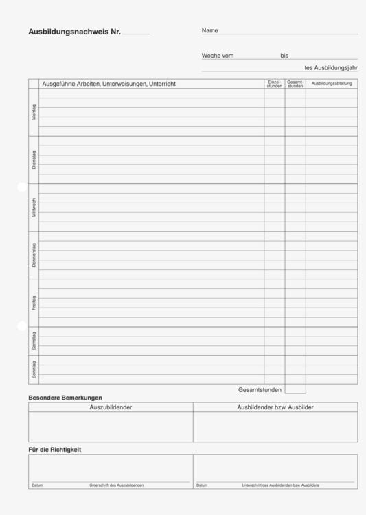 Produktbild: Brunnen Block A4 Ausbildungsnachweis 1S/1W