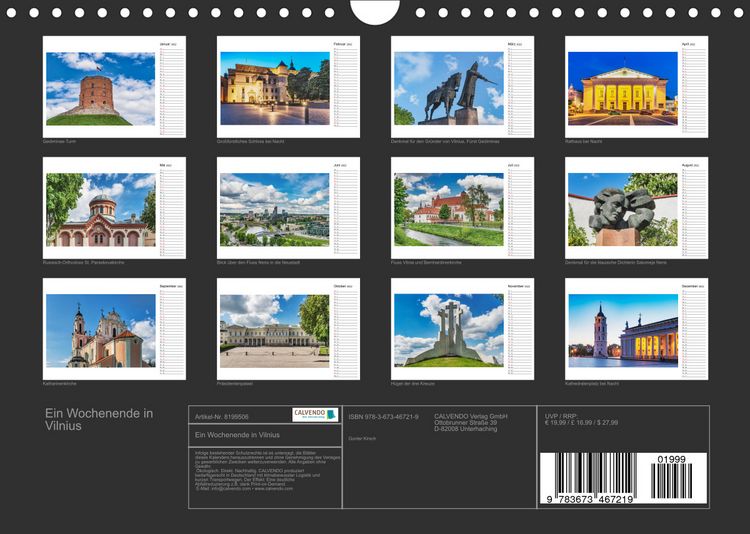 Produktbild: Ein Wochenende in Vilnius (Wandkalender 2022 DIN A4 quer)