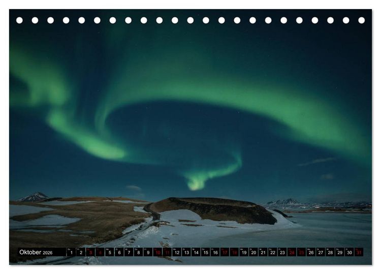 Produktbild: Aurora borealis - Magische Polarlichtn&auml;chte in Island und Norwegen (Tischkalender 2026 DIN A5 quer), CALVENDO Monatskalender