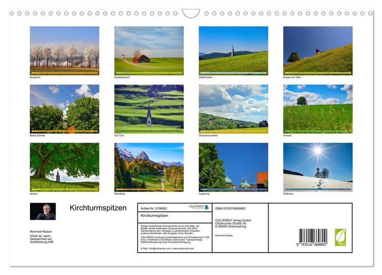 Produktbild: Kirchturmspitzen (Wandkalender 2026 DIN A3 quer), CALVENDO Monatskalender