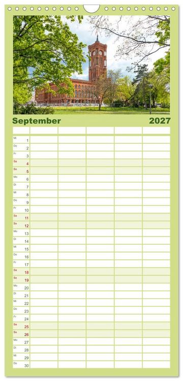 Produktbild: Familienplaner 2027 - Berlin rund ums Jahr mit 5 Spalten (Wandkalender, 21 x 45 cm) CALVENDO