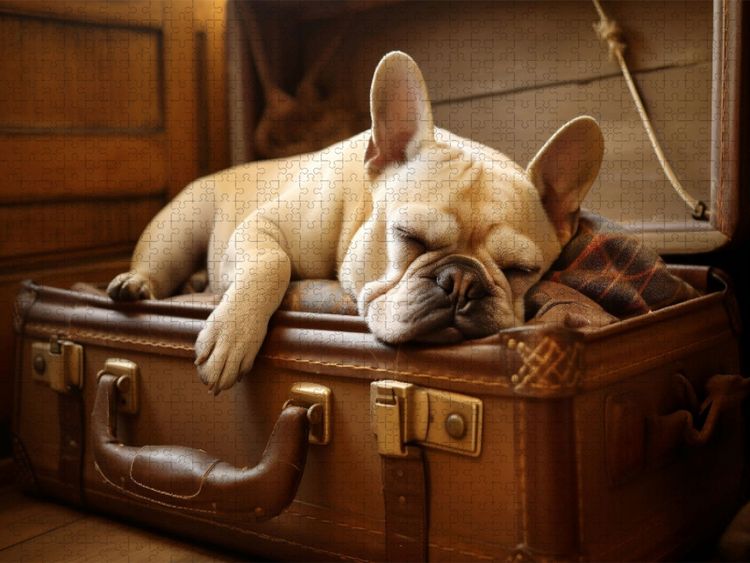 CALVENDO Puzzle 'Französische Bulldogge Im Wasser' – Foto-Puzzle Für Erwachsene, Legemaß 48x64 Cm