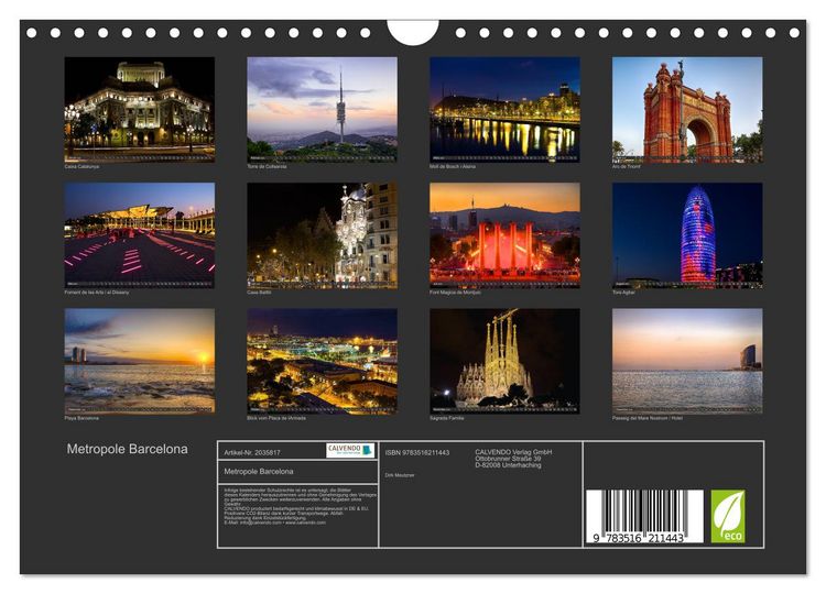 Produktbild: Metropole Barcelona (Wandkalender 2026 DIN A4 quer), CALVENDO Monatskalender