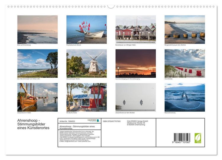 Produktbild: Ahrenshoop - Stimmungsbilder eines K&uuml;nstlerortes (hochwertiger Premium Wandkalender 2026 DIN A2 quer), Kunstdruck in Hochglanz