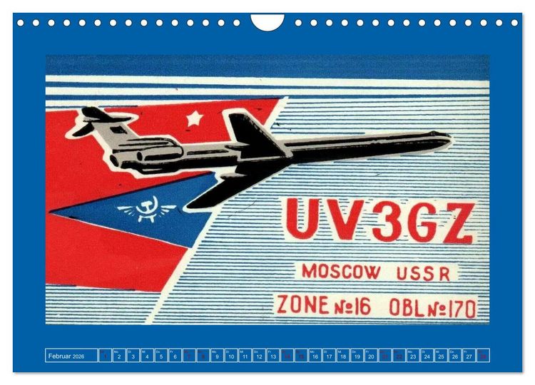 Produktbild: &Uuml;ber den Wolken - Flugzeuge des 20. Jahrhunderts auf Amateurfunkkarten (Wandkalender 2026 DIN A4 quer), CALVENDO Monatskalender